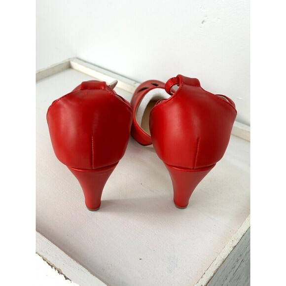 Chase + Chloe Kimmy 75 Women Size 5.5 Red Heel Round Toe Mary Jane Dress Pumps - Picture 8 of 10